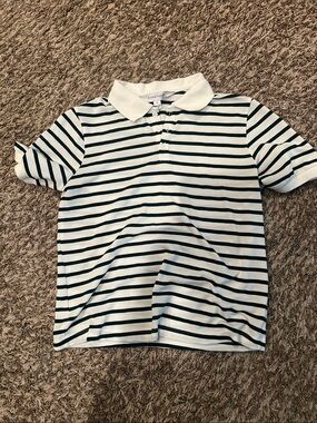 41 Hawthorn White Polo with Dark Green Horizontal Stripes